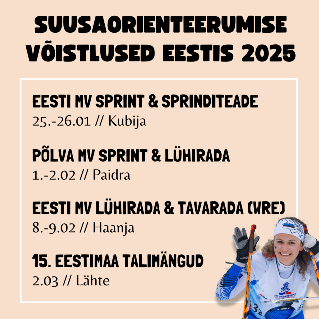 Eesti suusaorienteerumise hooaja esimesed Eesti meistrivõistlused 25.-26. jaanuaril Kubijal